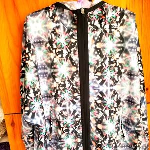 Adidas Women's Climaproof Lightweight Hooded Jacket in Fireworks Print Large